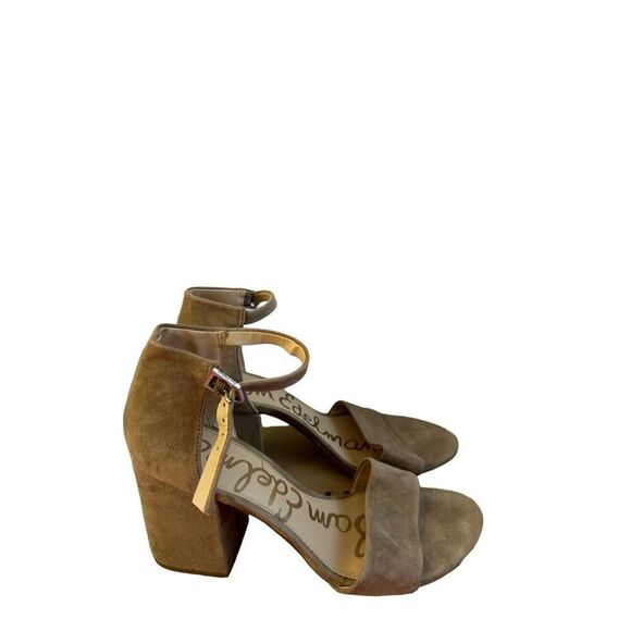 Sam Edelman Block Heel Ankle Strap Brown Suede size 8.5 - Picture 1 of 12